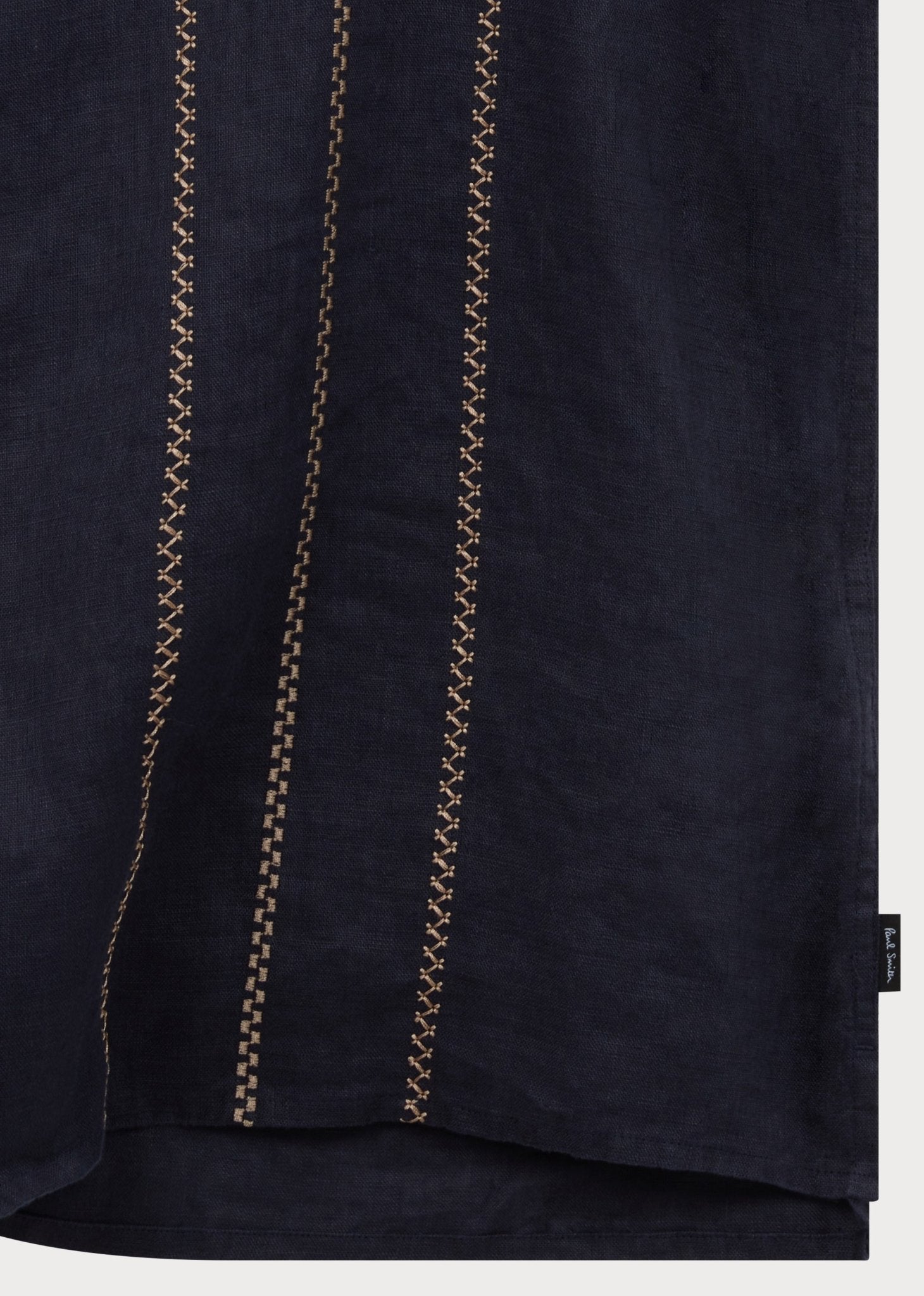 Young Ideas & Henmores - Linen Stitch Detail Short Sleeve Shirt - 49 Navy Blue - M