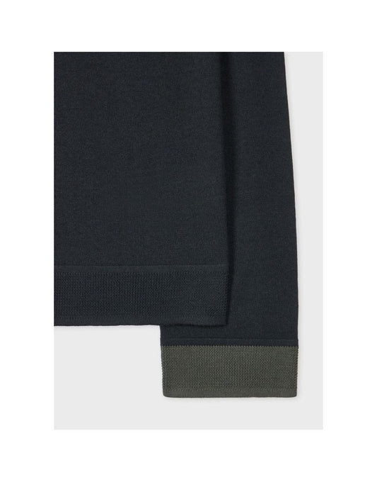 Young Ideas/Henmores - Long Sleeve Polo Sweater - 78 Black Melange - M