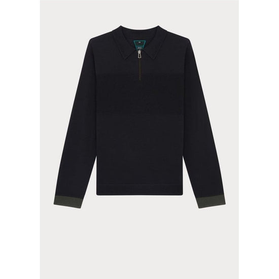 Young Ideas/Henmores - Long Sleeve Polo Sweater - 78 Black Melange - M