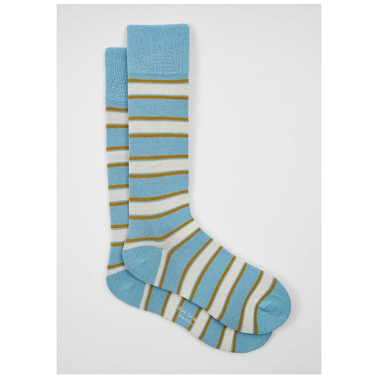 Young Ideas/Henmores - Madison Stripe Socks - 42 Turquoise - OS