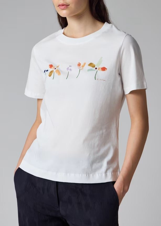 Young Ideas & Henmores - Mark Making Flower T-Shirt - 01 White - S