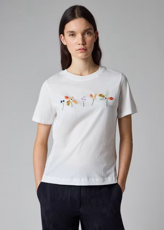 Young Ideas & Henmores - Mark Making Flower T-Shirt - 01 White - S