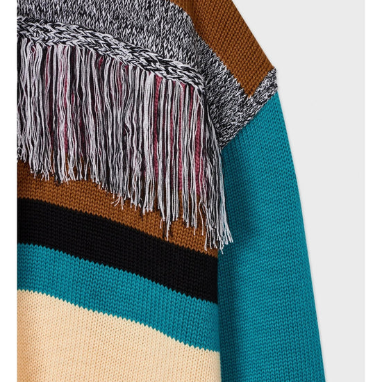 Young Ideas/Henmores - Multi Stripe Tassle Knitted Cardigan - 04 Ivory - XS