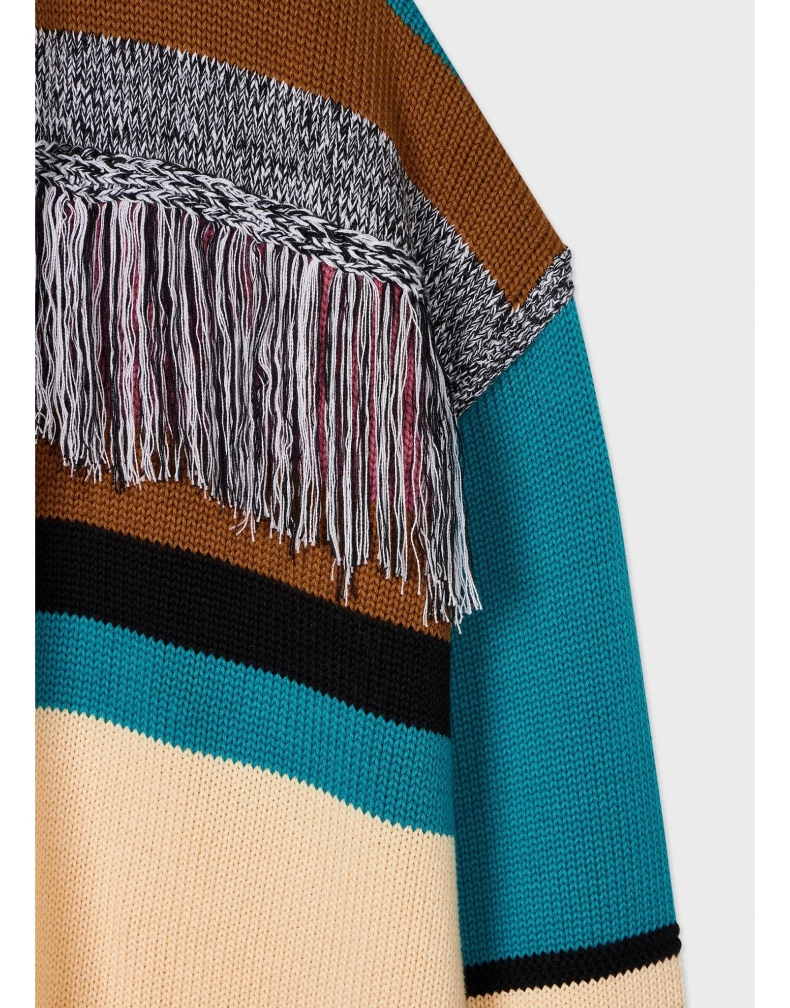 Young Ideas/Henmores - Multi Stripe Tassle Knitted Cardigan - 04 Ivory - XS