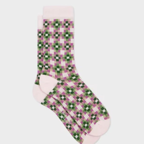 Young Ideas & Henmores - Nadia Tiles Socks - 20 Pink - OS