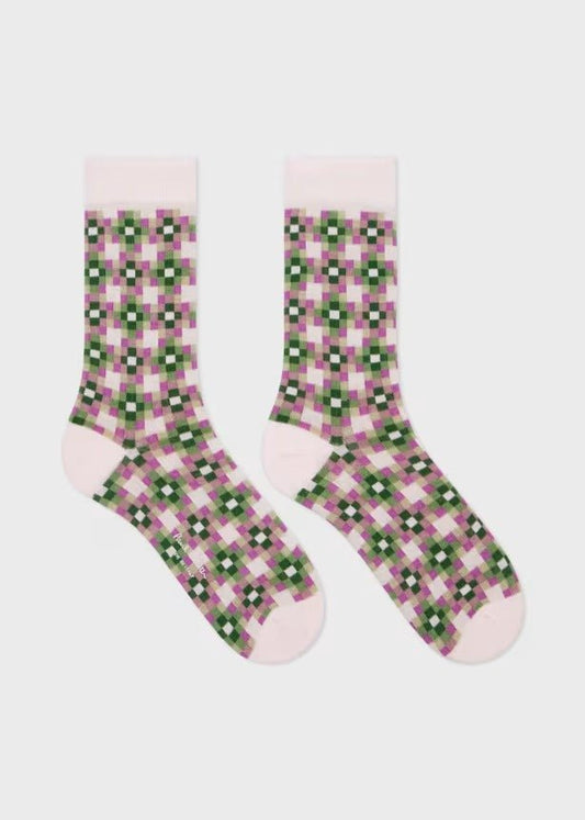 Young Ideas & Henmores - Nadia Tiles Socks - 20 Pink - OS