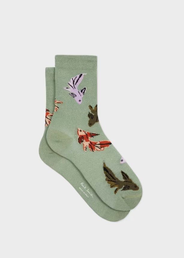 Young Ideas & Henmores - Nina Fish Shimmer Socks - 33 Green - OS