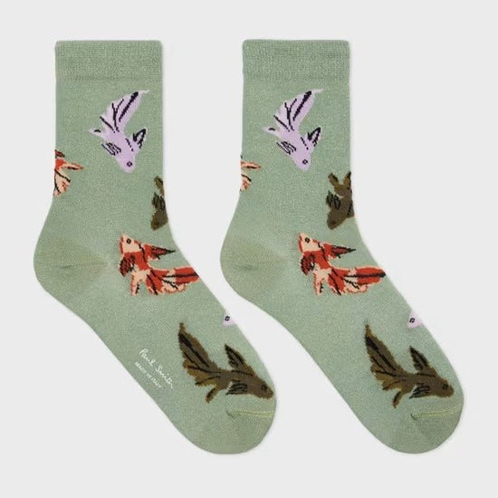 Young Ideas & Henmores - Nina Fish Shimmer Socks - 33 Green - OS