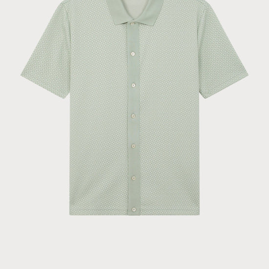 Young Ideas/Henmores - Patterned Button Up Polo - 30 Soft Green - M