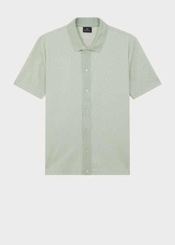 Young Ideas/Henmores - Patterned Button Up Polo - 30 Soft Green - M
