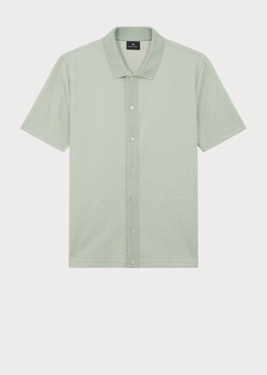 Young Ideas/Henmores - Patterned Button Up Polo - 30 Soft Green - M