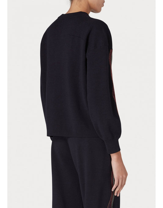 Young Ideas/Henmores - Perforated Stripe Detail Sweatshirt - 49 Navy Blue - S