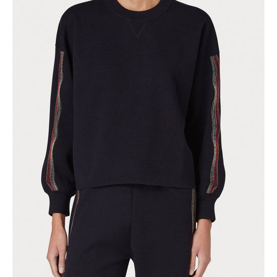 Young Ideas/Henmores - Perforated Stripe Detail Sweatshirt - 49 Navy Blue - S