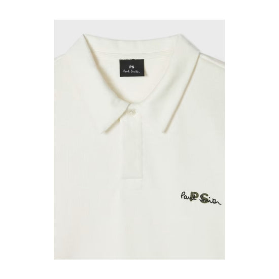 Young Ideas/Henmores - PS Emblem Long Sleeve Polo Shirt - 02A Off White - M