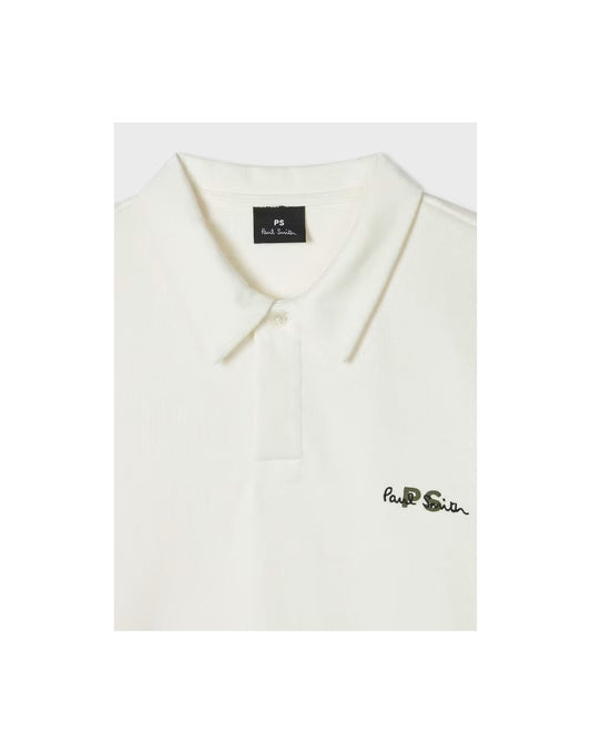 Young Ideas/Henmores - PS Emblem Long Sleeve Polo Shirt - 02A Off White - M