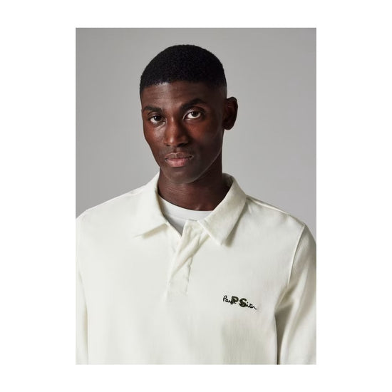Young Ideas/Henmores - PS Emblem Long Sleeve Polo Shirt - 02A Off White - M