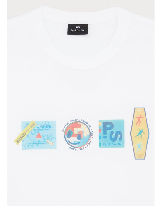 Young Ideas/Henmores - Sticker Graphic T-Shirt - 01 White - M