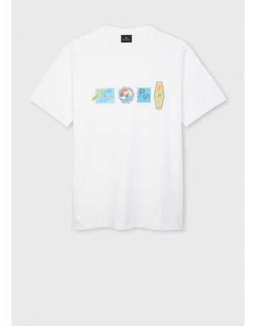 Young Ideas/Henmores - Sticker Graphic T-Shirt - 01 White - M