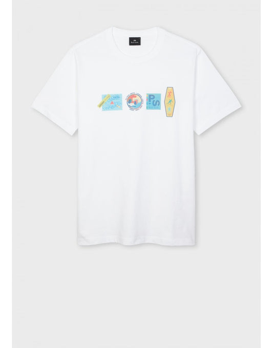 Young Ideas/Henmores - Sticker Graphic T-Shirt - 01 White - M