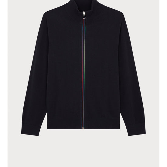 Young Ideas/Henmores - Stripe Full Zip Knitted Cardigan - 49 Navy Blue - M