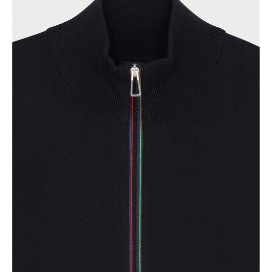 Young Ideas/Henmores - Stripe Full Zip Knitted Cardigan - 49 Navy Blue - M