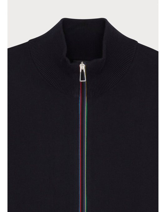 Young Ideas/Henmores - Stripe Full Zip Knitted Cardigan - 49 Navy Blue - M