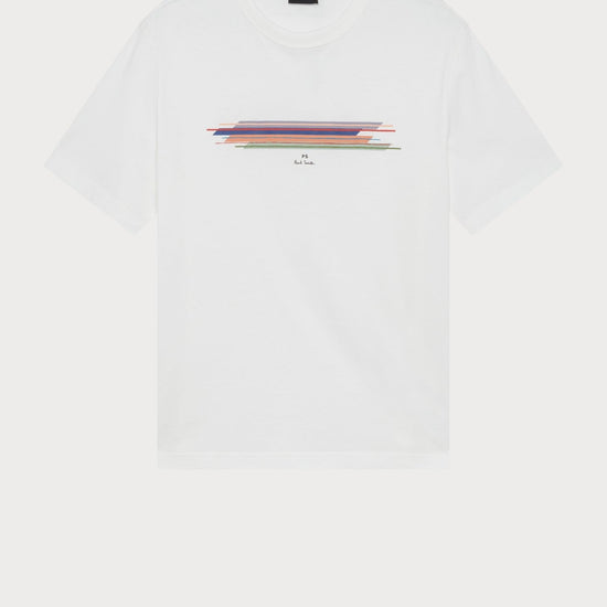 Young Ideas & Henmores - Stripe Graphic T-Shirt - 02 White - S