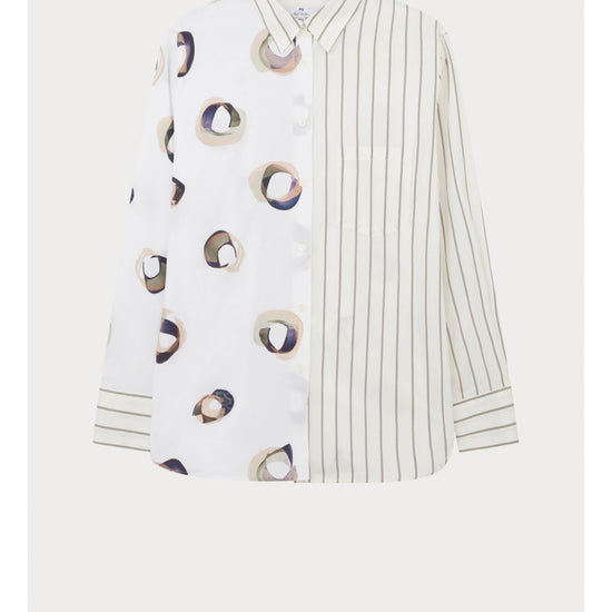 Young Ideas/Henmores - Stripe Half Abstract Oversized Shirt - 05 White Multi - 8