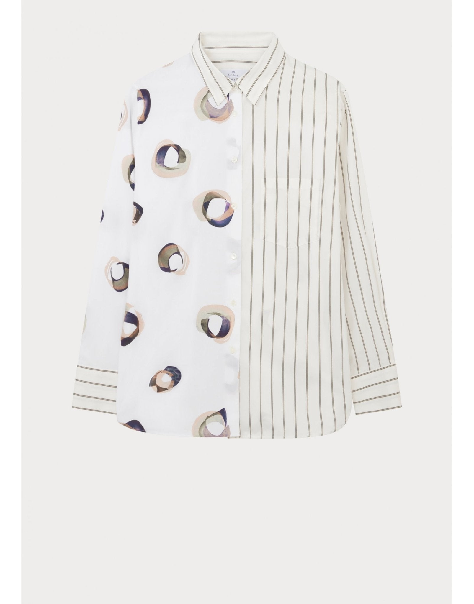 Young Ideas/Henmores - Stripe Half Abstract Oversized Shirt - 05 White Multi - 8