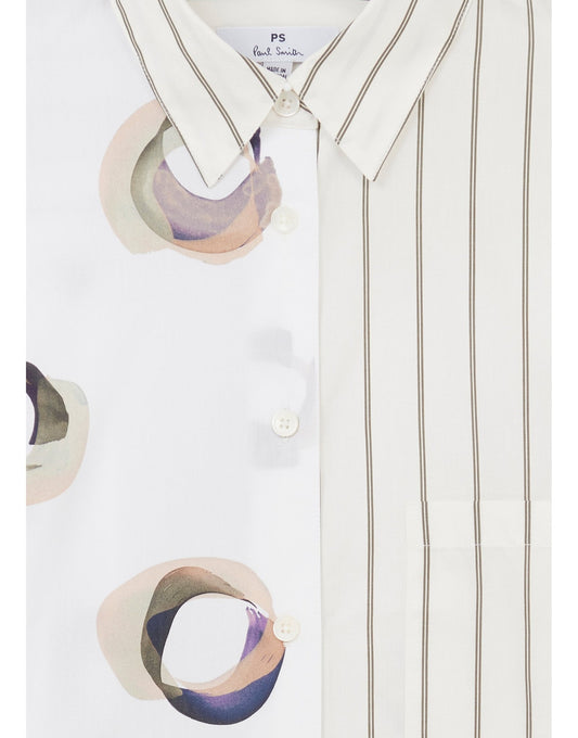 Young Ideas/Henmores - Stripe Half Abstract Oversized Shirt - 05 White Multi - 8