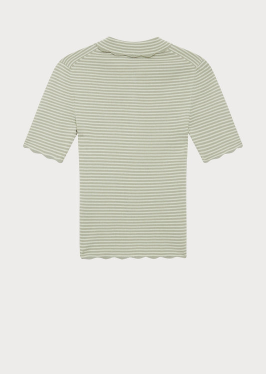 Young Ideas/Henmores - Stripe Knitted Short Sleeve Polo - 32 Green - XS