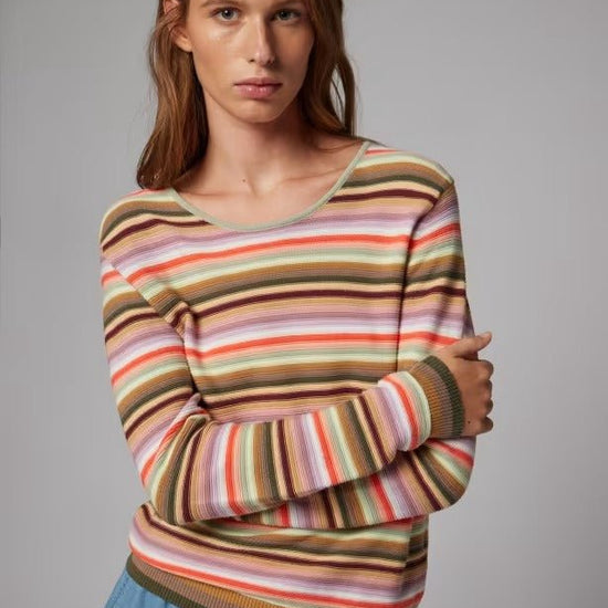 Young Ideas & Henmores - Stripe Scoop Neck Knitted Top - 90 Multicolour - S