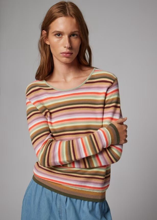 Young Ideas & Henmores - Stripe Scoop Neck Knitted Top - 90 Multicolour - S