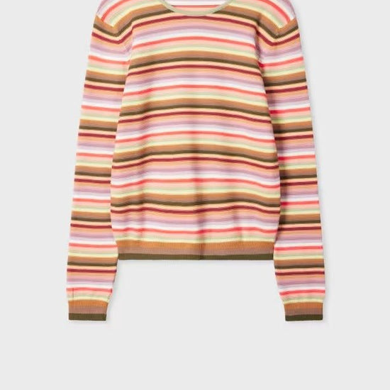 Young Ideas & Henmores - Stripe Scoop Neck Knitted Top - 90 Multicolour - S