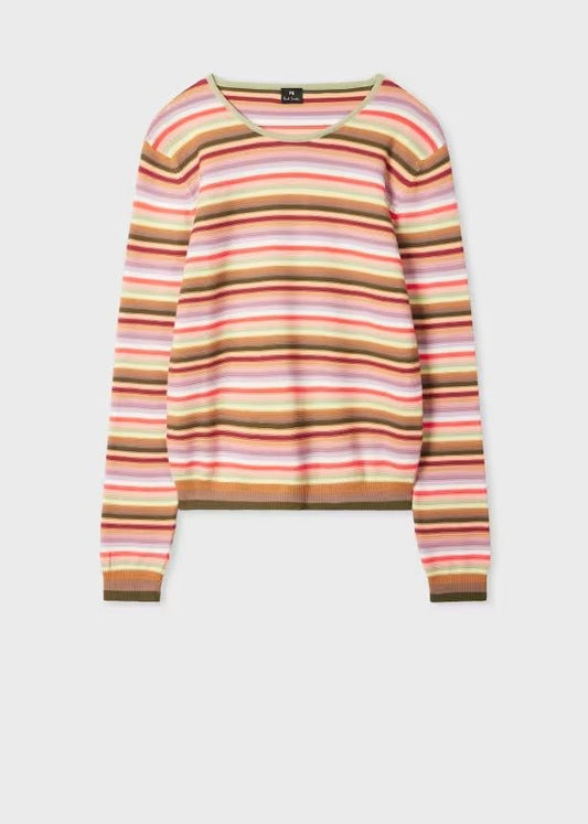 Young Ideas & Henmores - Stripe Scoop Neck Knitted Top - 90 Multicolour - S