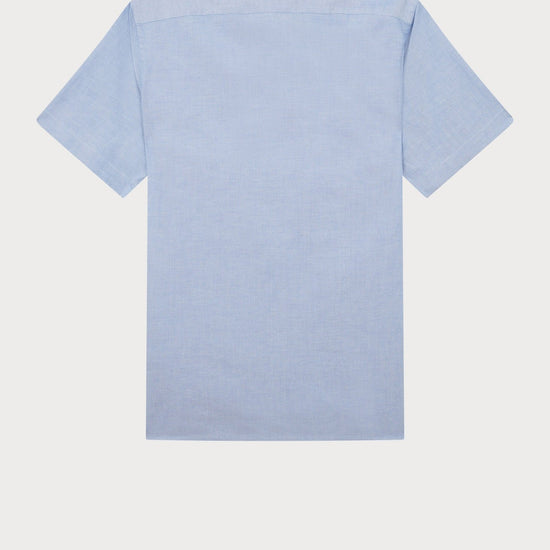 Young Ideas & Henmores - Stripe Stitch Detail Short Sleeve Shirt - 44 Light Blue - M