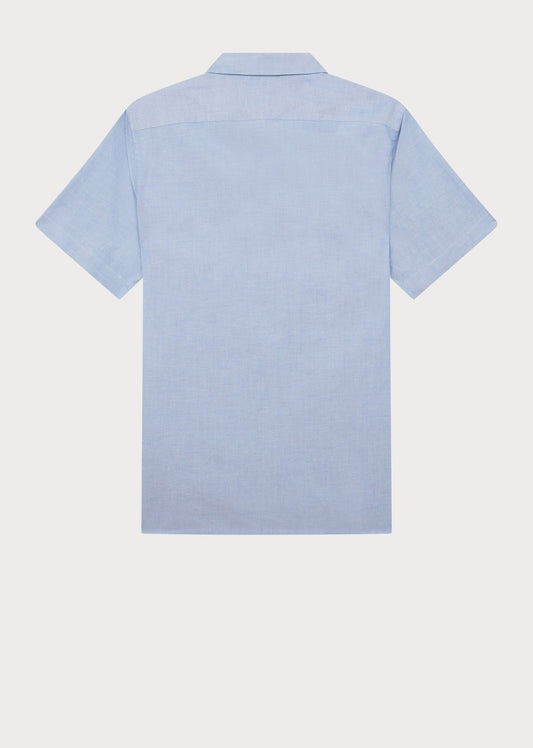 Young Ideas & Henmores - Stripe Stitch Detail Short Sleeve Shirt - 44 Light Blue - M