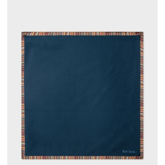 Young Ideas/Henmores - Striped Edge Silk Pocket Square - 47 Navy - OS