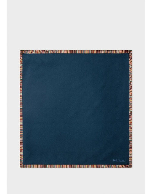 Young Ideas/Henmores - Striped Edge Silk Pocket Square - 47 Navy - OS