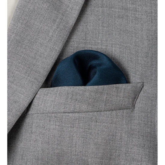 Young Ideas/Henmores - Striped Edge Silk Pocket Square - 47 Navy - OS