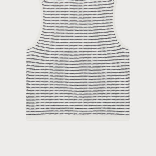 Young Ideas/Henmores - Striped Knitted Sleeveless Vest - 02 White - XS