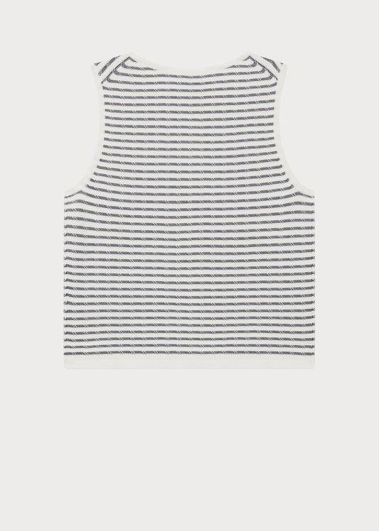 Young Ideas/Henmores - Striped Knitted Sleeveless Vest - 02 White - XS