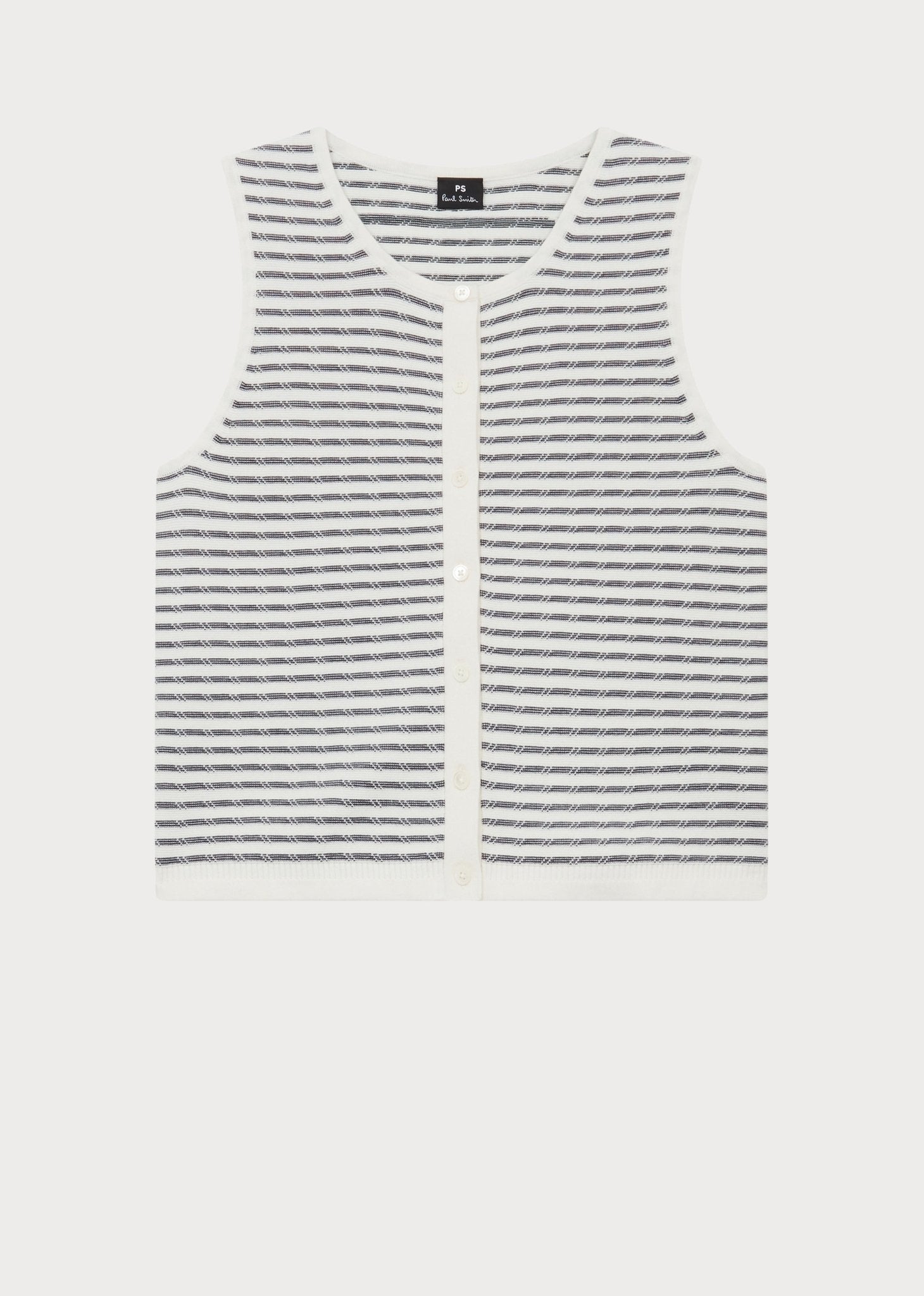 Young Ideas/Henmores - Striped Knitted Sleeveless Vest - 02 White - XS