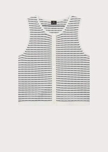 Young Ideas/Henmores - Striped Knitted Sleeveless Vest - 02 White - XS