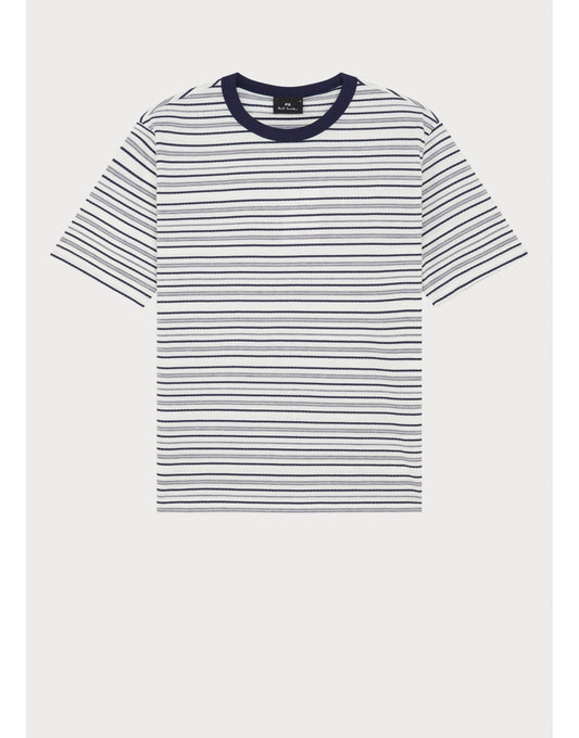 Young Ideas/Henmores - Striped Textured T-Shirt - 02 Navy/White - M