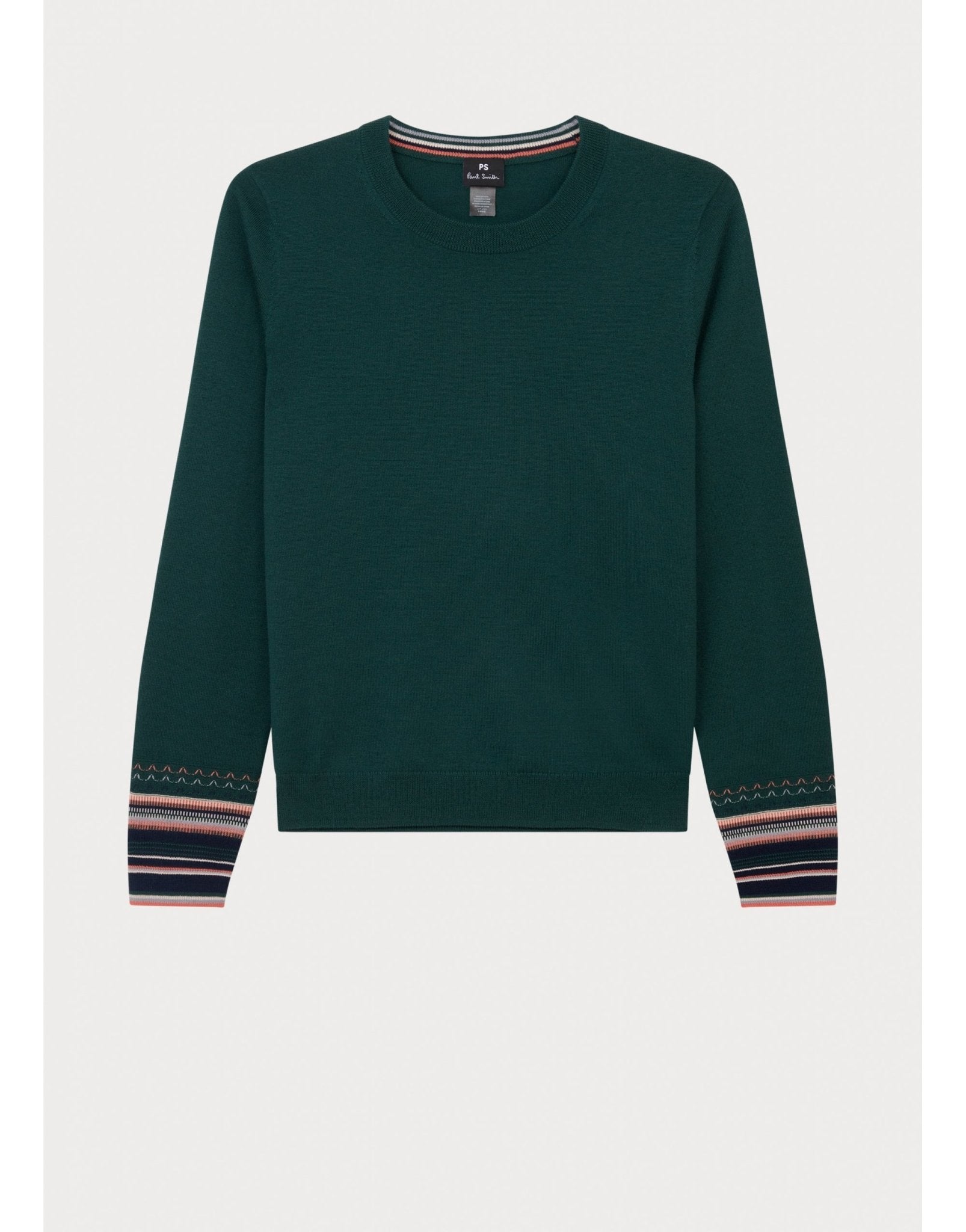 Young Ideas/Henmores - Swirl Cuff Stitch Crew Neck Jumper - 37 Forest Green - S