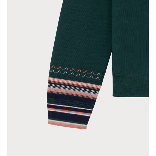 Young Ideas/Henmores - Swirl Cuff Stitch Crew Neck Jumper - 37 Forest Green - S