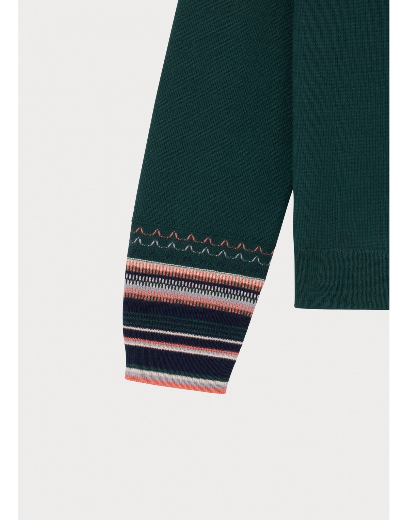 Young Ideas/Henmores - Swirl Cuff Stitch Crew Neck Jumper - 37 Forest Green - S