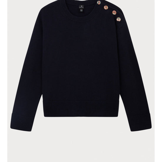 Young Ideas/Henmores - Swirl Shoulder Button Detail Jumper - 49 Navy Blue - XS