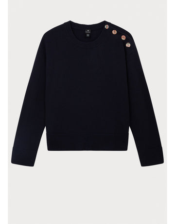 Young Ideas/Henmores - Swirl Shoulder Button Detail Jumper - 49 Navy Blue - XS